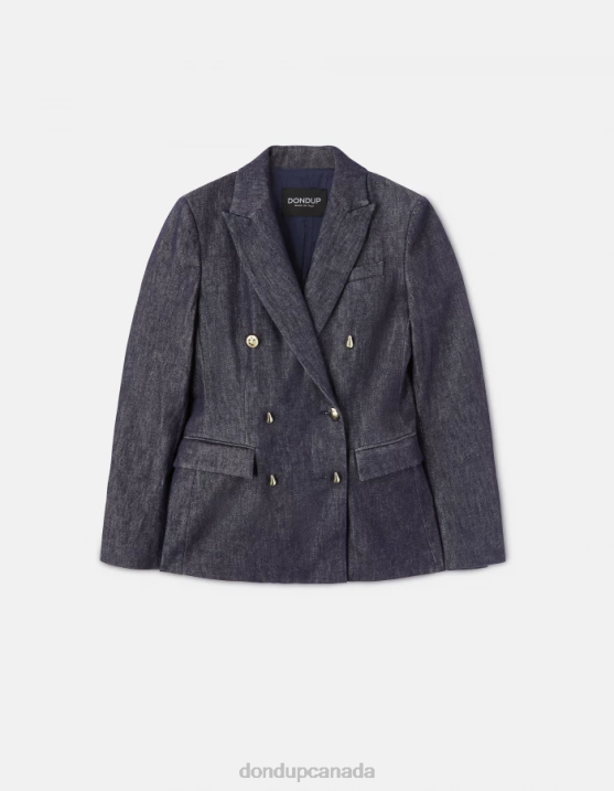 DONDUP Women Double-Breasted Denim Blazer XF8V379 Apparel Blue