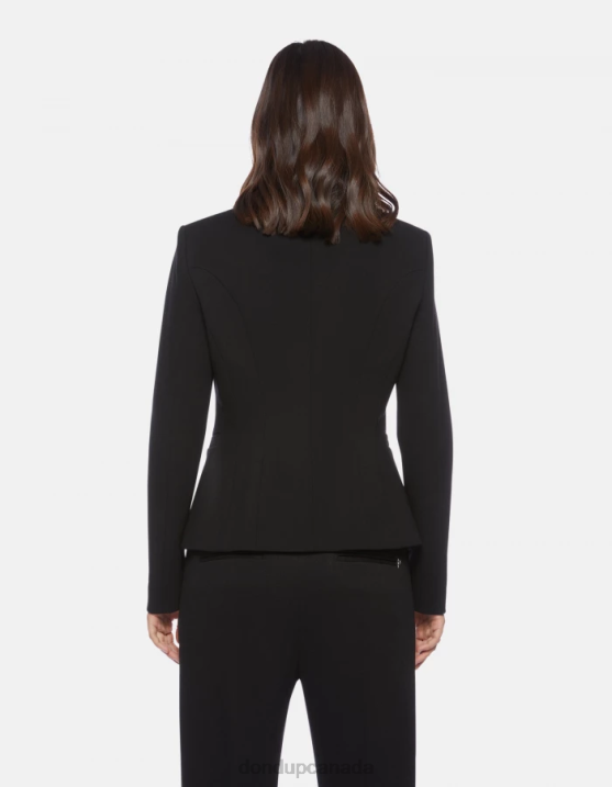 DONDUP Women Double-Breasted Jersey Blazer XF8V390 Apparel Black