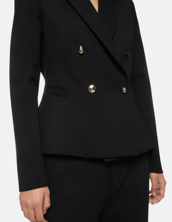 DONDUP Women Double-Breasted Jersey Blazer XF8V390 Apparel Black