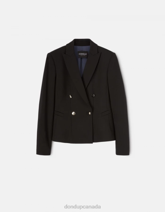 DONDUP Women Double-Breasted Jersey Blazer XF8V390 Apparel Black