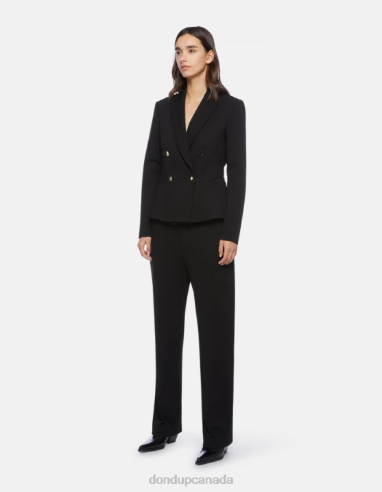 DONDUP Women Double-Breasted Jersey Blazer XF8V390 Apparel Black