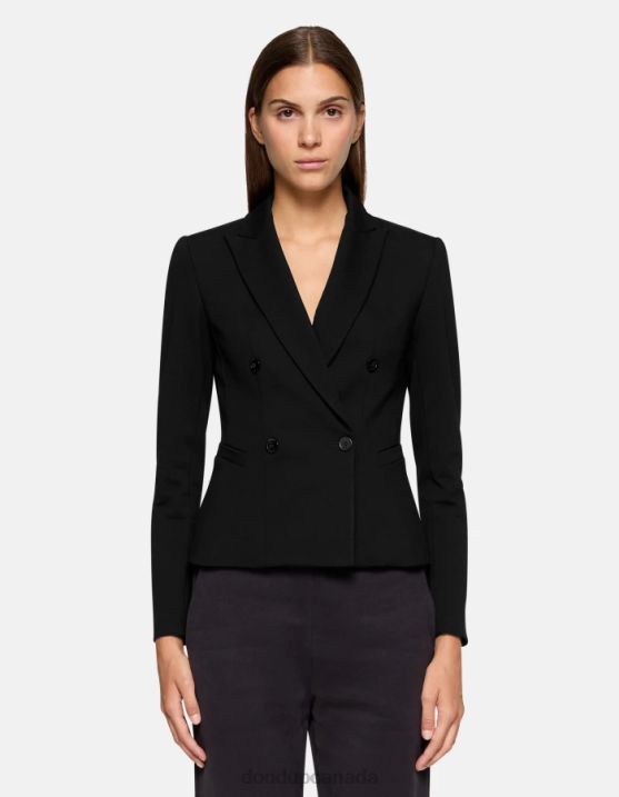 DONDUP Women Double-Breasted Jersey Blazer XF8V392 Apparel Black