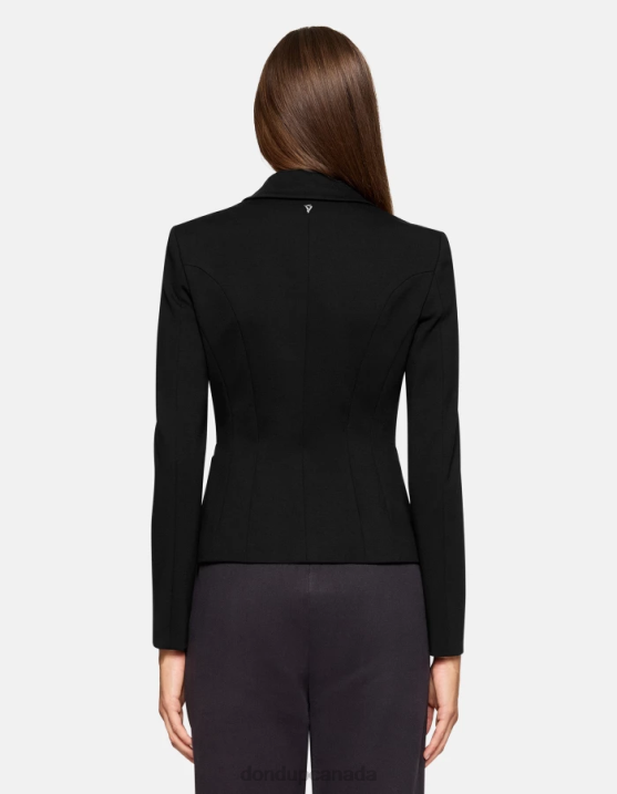DONDUP Women Double-Breasted Jersey Blazer XF8V392 Apparel Black