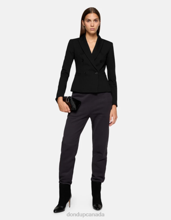 DONDUP Women Double-Breasted Jersey Blazer XF8V392 Apparel Black