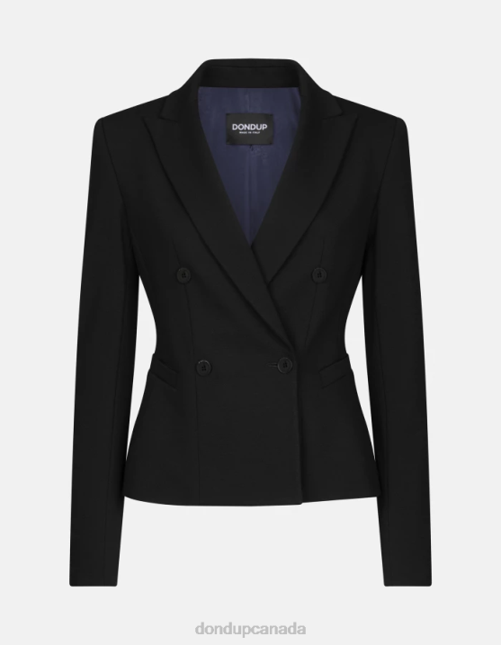 DONDUP Women Double-Breasted Jersey Blazer XF8V392 Apparel Black