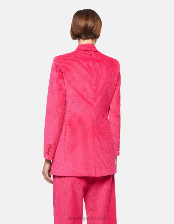 DONDUP Women Double-Breasted Velvet Blazer XF8V384 Apparel Orchid