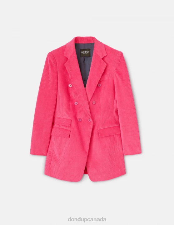 DONDUP Women Double-Breasted Velvet Blazer XF8V384 Apparel Orchid