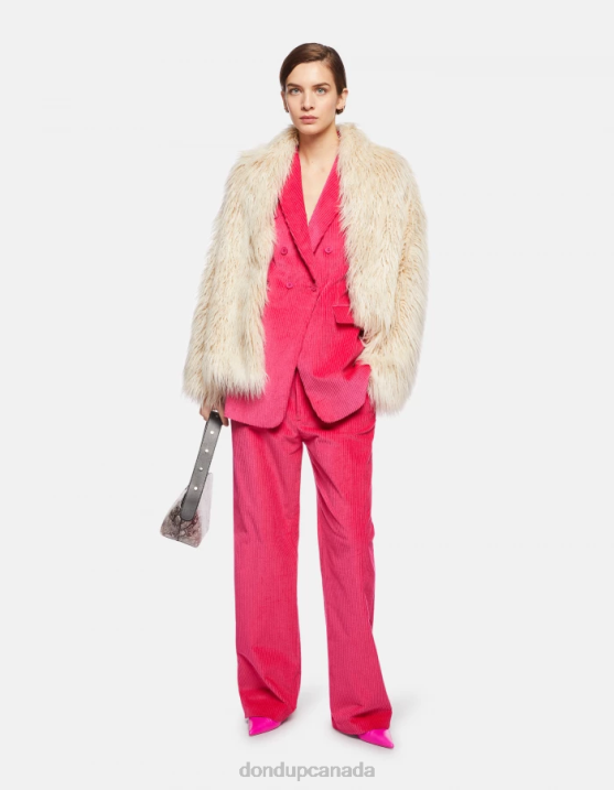 DONDUP Women Double-Breasted Velvet Blazer XF8V384 Apparel Orchid