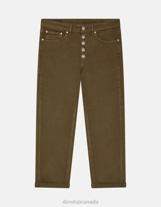 DONDUP Women Koons Loose-Fit Stretch Bull Denim Jeans XF8V33 Apparel Army Green
