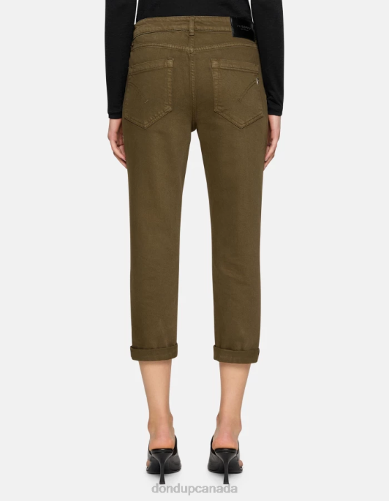 DONDUP Women Koons Loose-Fit Stretch Bull Denim Jeans XF8V33 Apparel Army Green
