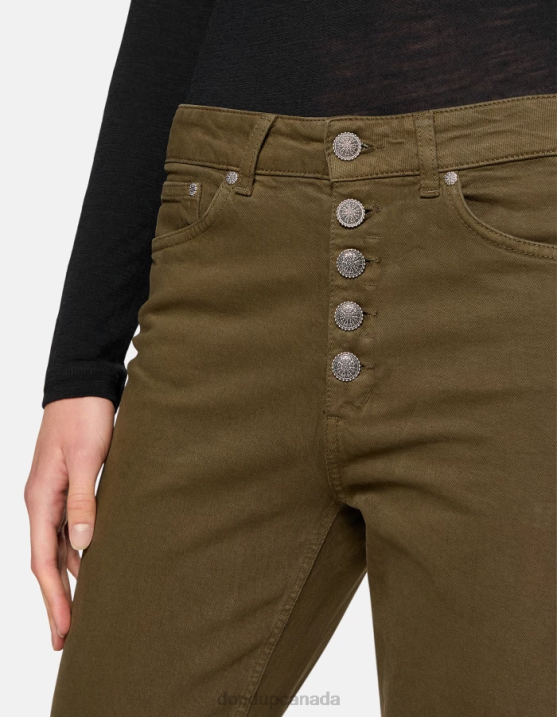 DONDUP Women Koons Loose-Fit Stretch Bull Denim Jeans XF8V33 Apparel Army Green
