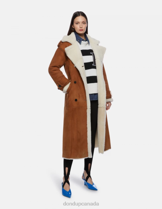 DONDUP Women Loose-Fit Shearling Coat XF8V352 Apparel Noce