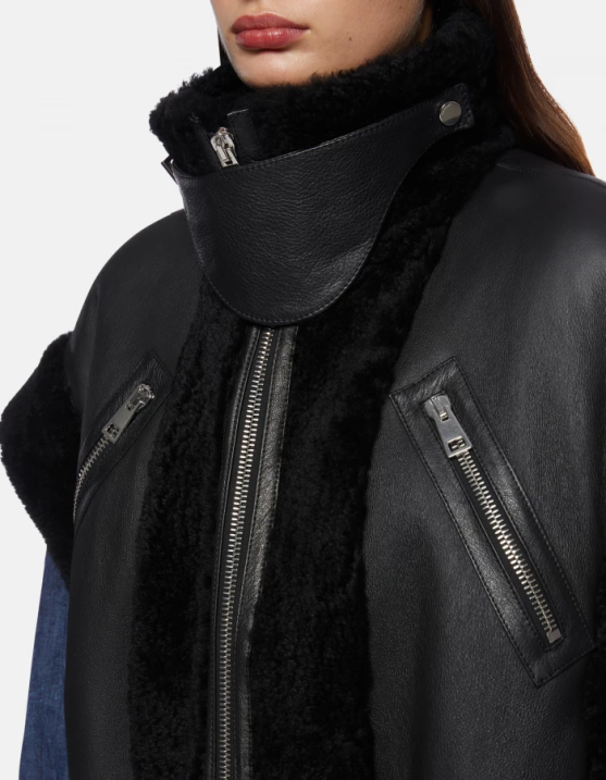 DONDUP Women Loose-Fit Shearling Vest XF8V365 Apparel Black