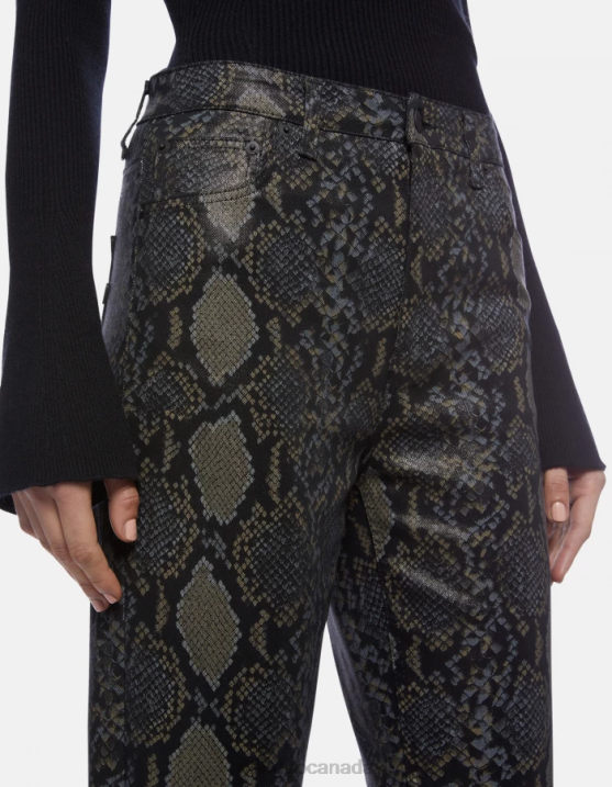 DONDUP Women Nicole Regular-Fit Printed Cotton Trousers XF8V82 Apparel Black