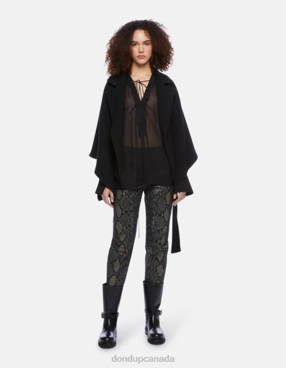 DONDUP Women Nicole Regular-Fit Printed Cotton Trousers XF8V82 Apparel Black