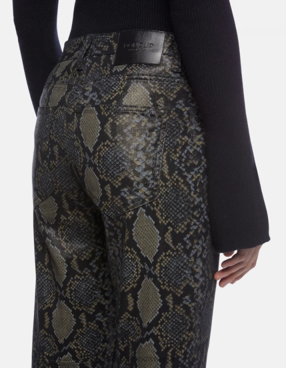 DONDUP Women Nicole Regular-Fit Printed Cotton Trousers XF8V82 Apparel Black