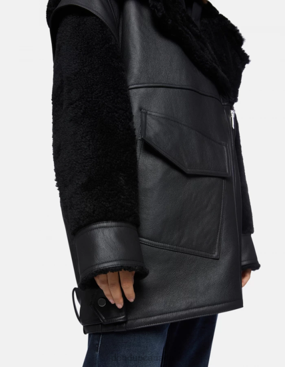 DONDUP Women Oversized Shearling Coat XF8V363 Apparel Black
