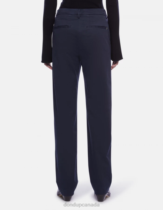 DONDUP Women Patty Regular-Fit Satin Trousers XF8V203 Apparel Navy Blue