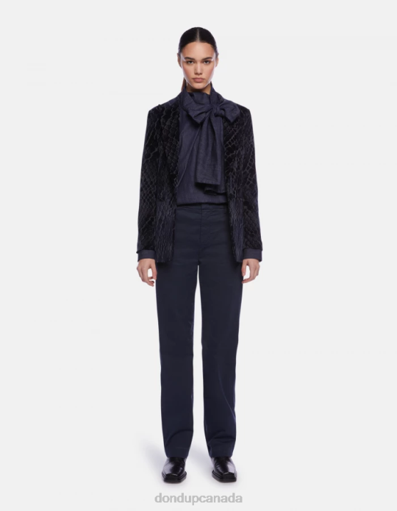 DONDUP Women Patty Regular-Fit Satin Trousers XF8V203 Apparel Navy Blue