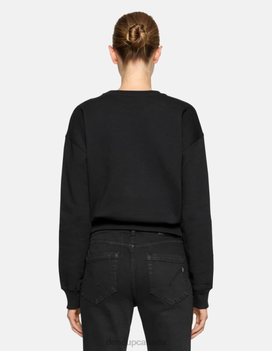 DONDUP Women Regular-Fit Crew-Neck Sweatshirt XF8V428 Apparel Black