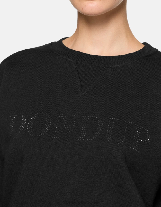 DONDUP Women Regular-Fit Crew-Neck Sweatshirt XF8V428 Apparel Black