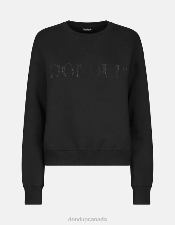 DONDUP Women Regular-Fit Crew-Neck Sweatshirt XF8V428 Apparel Black