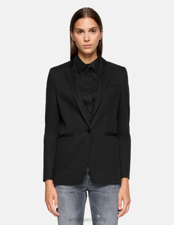 DONDUP Women Single-Breasted Cotton Blazer XF8V393 Apparel Black