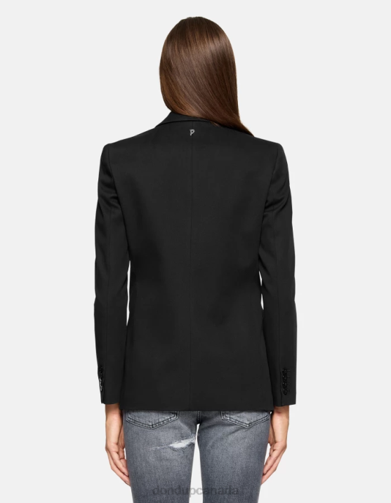 DONDUP Women Single-Breasted Cotton Blazer XF8V393 Apparel Black