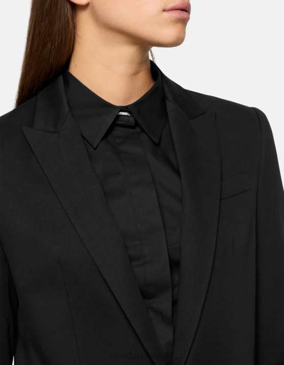 DONDUP Women Single-Breasted Cotton Blazer XF8V393 Apparel Black