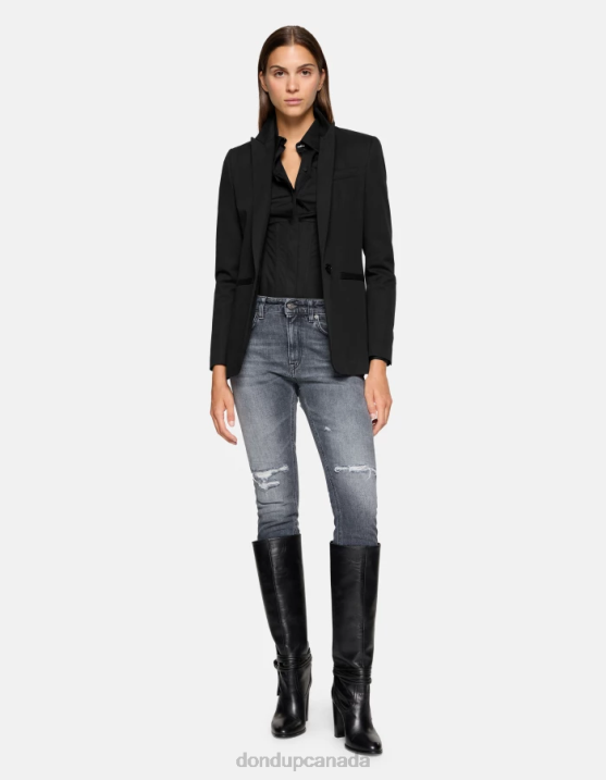 DONDUP Women Single-Breasted Cotton Blazer XF8V393 Apparel Black
