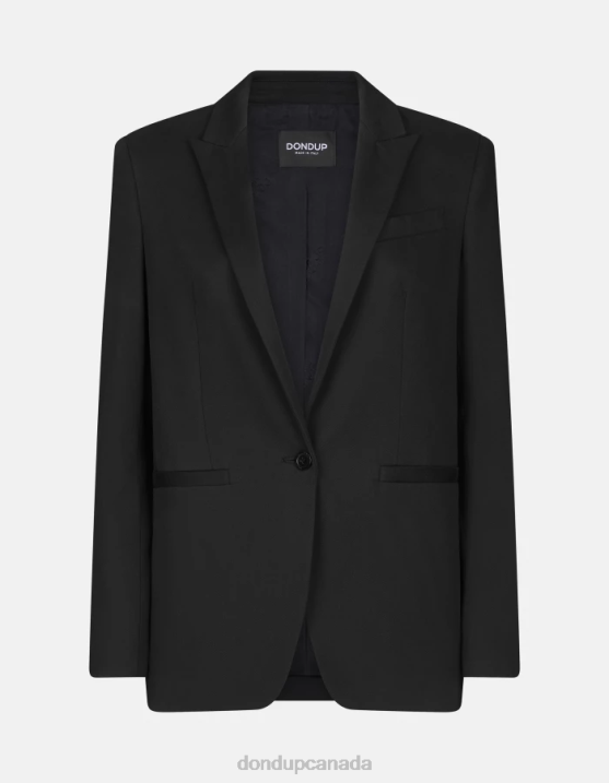 DONDUP Women Single-Breasted Cotton Blazer XF8V393 Apparel Black