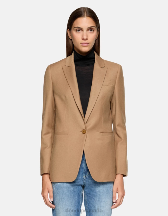 DONDUP Women Single-Breasted Flannel Blazer XF8V373 Apparel Camel