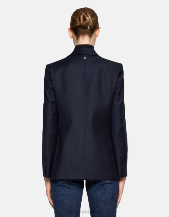 DONDUP Women Single-Breasted Flannel Blazer XF8V374 Apparel Navy Blue