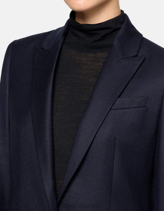 DONDUP Women Single-Breasted Flannel Blazer XF8V374 Apparel Navy Blue