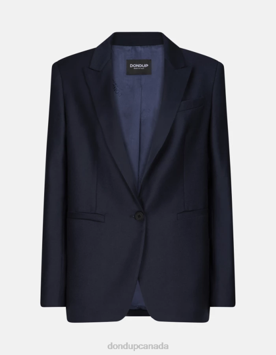 DONDUP Women Single-Breasted Flannel Blazer XF8V374 Apparel Navy Blue