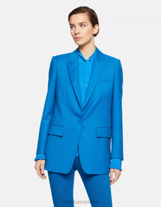 DONDUP Women Single-Breasted Flannel Blazer XF8V386 Apparel Turquoise