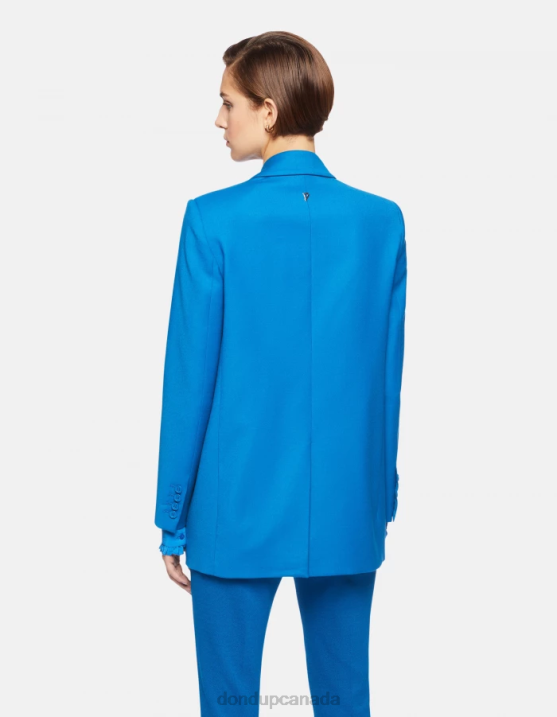 DONDUP Women Single-Breasted Flannel Blazer XF8V386 Apparel Turquoise