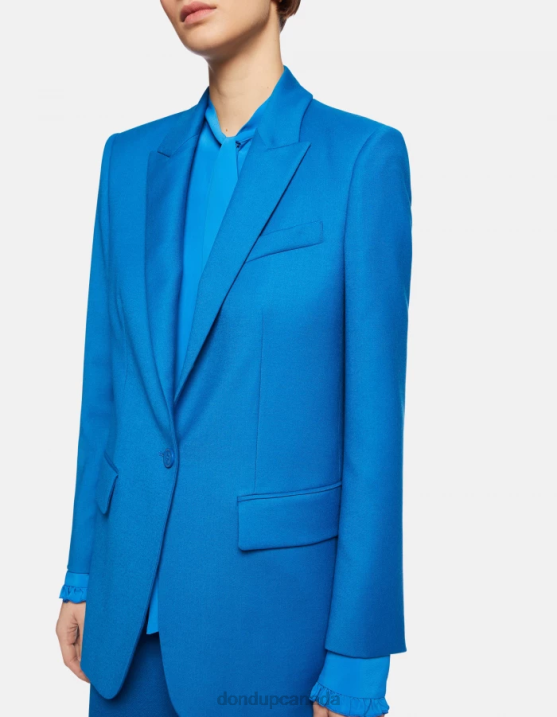 DONDUP Women Single-Breasted Flannel Blazer XF8V386 Apparel Turquoise