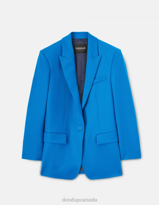 DONDUP Women Single-Breasted Flannel Blazer XF8V386 Apparel Turquoise