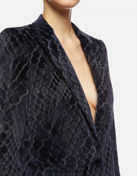 DONDUP Women Single-Breasted Flock Denim Blazer XF8V387 Apparel Blue
