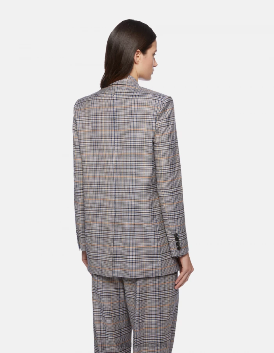 DONDUP Women Single-Breasted Prince Of Wales Check Blazer XF8V375 Apparel Blue