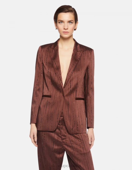 DONDUP Women Single-Breasted Satin Blazer XF8V380 Apparel Cioccolato
