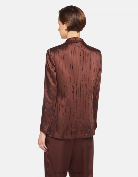 DONDUP Women Single-Breasted Satin Blazer XF8V380 Apparel Cioccolato