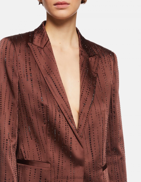 DONDUP Women Single-Breasted Satin Blazer XF8V380 Apparel Cioccolato