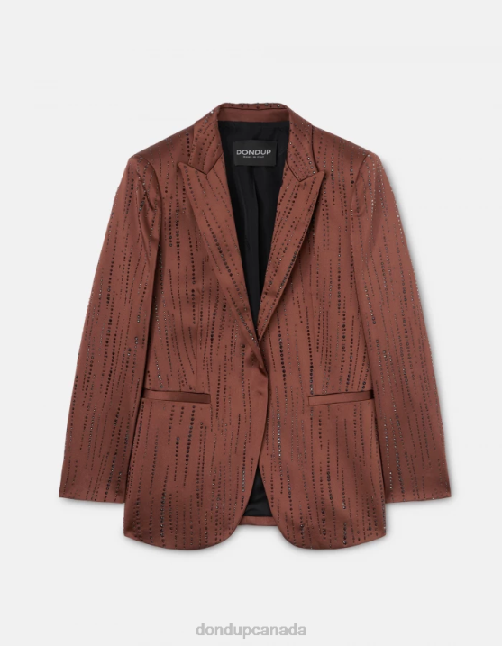DONDUP Women Single-Breasted Satin Blazer XF8V380 Apparel Cioccolato