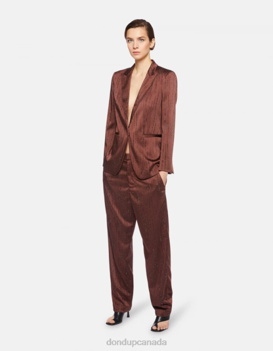 DONDUP Women Single-Breasted Satin Blazer XF8V380 Apparel Cioccolato