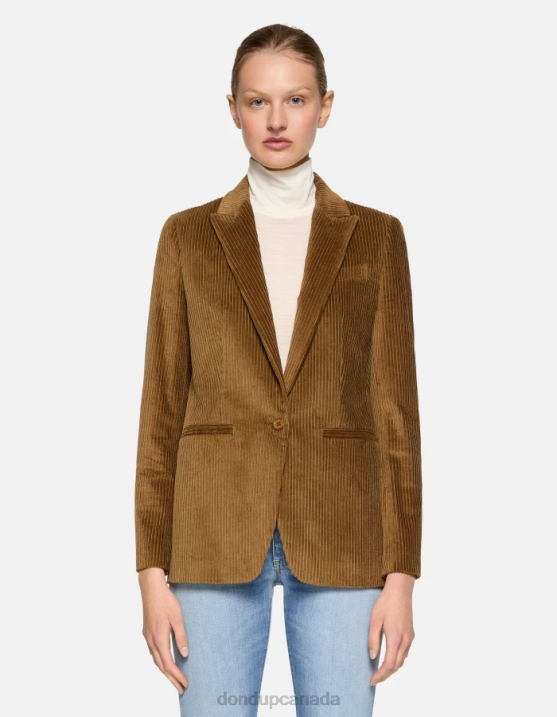 DONDUP Women Single-Breasted Velvet Blazer XF8V377 Apparel Cinnamon