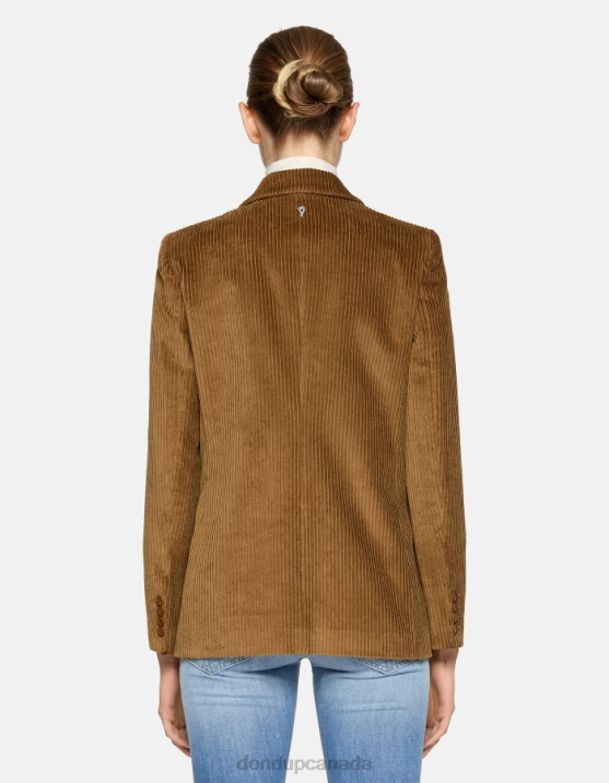 DONDUP Women Single-Breasted Velvet Blazer XF8V377 Apparel Cinnamon