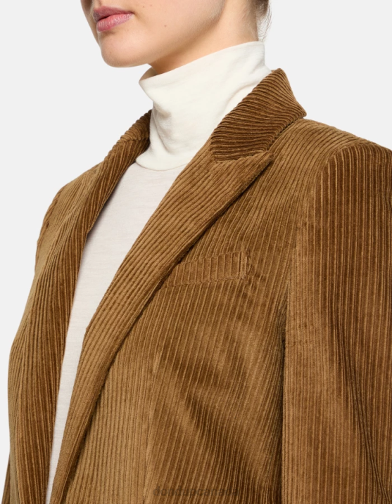 DONDUP Women Single-Breasted Velvet Blazer XF8V377 Apparel Cinnamon