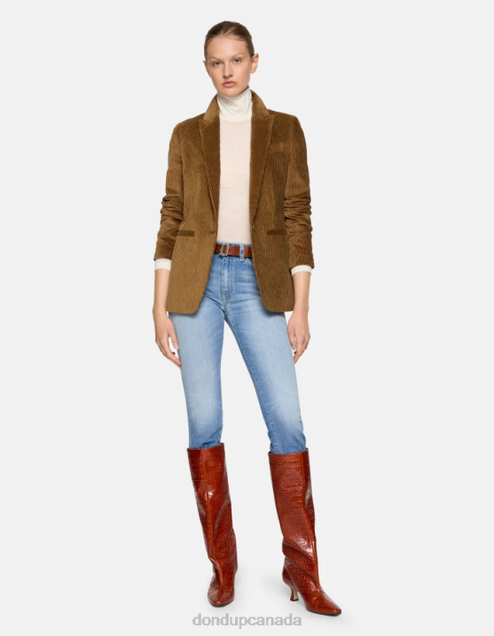 DONDUP Women Single-Breasted Velvet Blazer XF8V377 Apparel Cinnamon